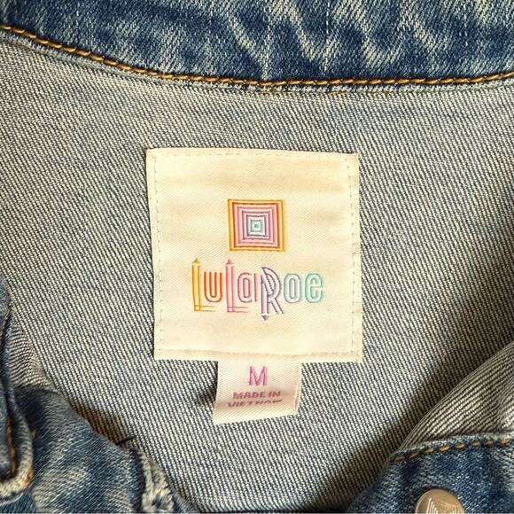 Western Aztec Embroidered Cropped Denim Jean Jacket LuLaRoe Women's Size Medium - Picture 4 of 8